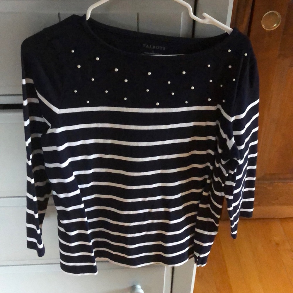 Stripe cotton top with embellishments